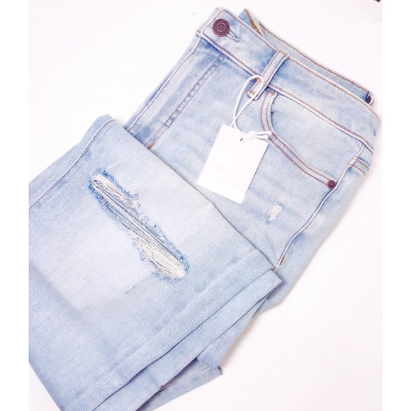 SOLD LC Lauren Conrad Womens High Waist Ripped Straight Leg Jeans Sz 14 NWT - Picture 6 of 10